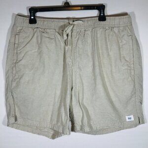 Katin Men's XL Beige Linen Blend Elastic Waist Casual Shorts